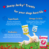 Load image into Gallery viewer, Jazzy Jerky®  Treats 2-Pack, (95% Chicken, 95% Salmon, Prebiotics, Omega 3s &amp; 6s) 20 Ounces.