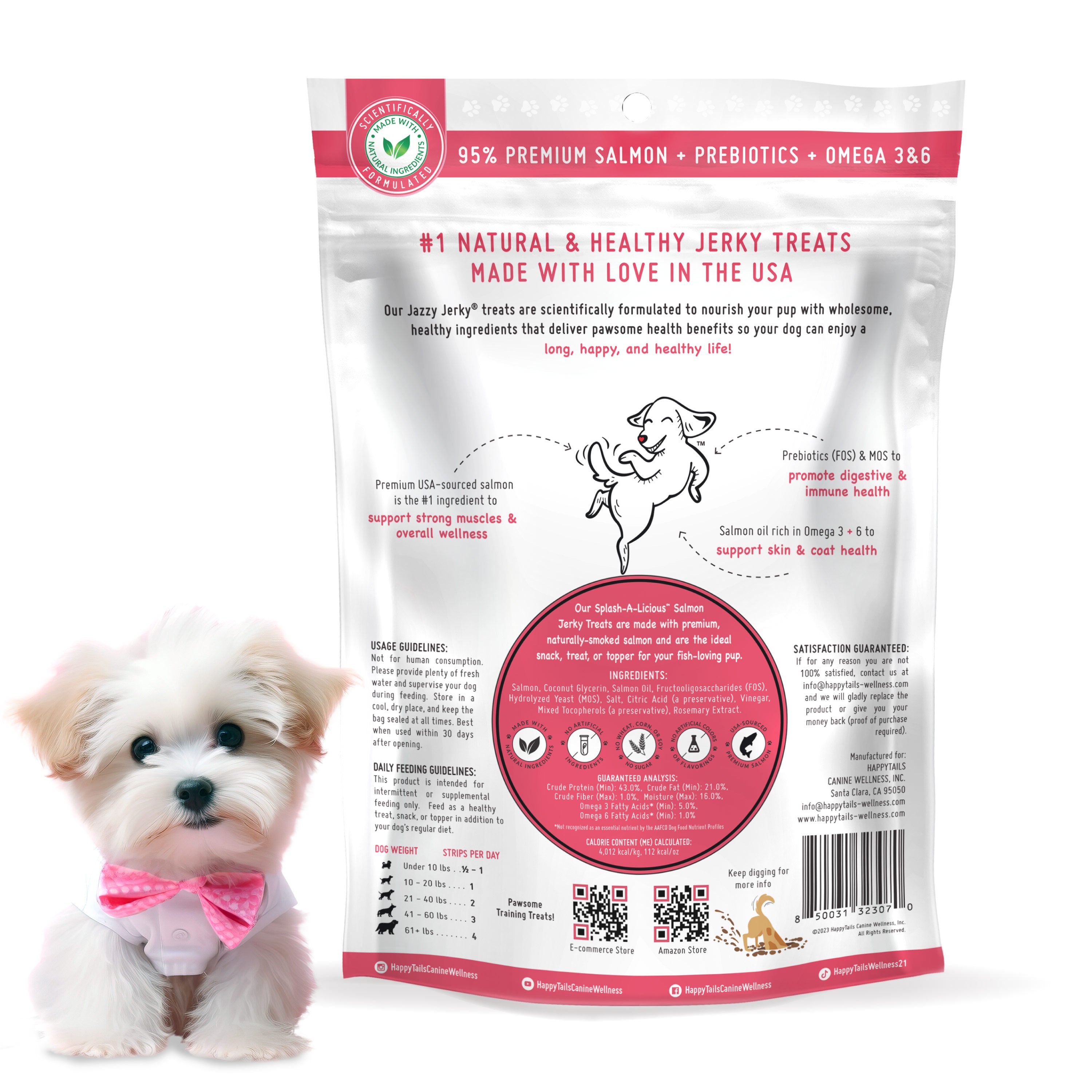 Jazzy Jerky® Treats: Beef & Salmon, Prebiotics, Omega 3s & 6s (Two-10oz. Bags)