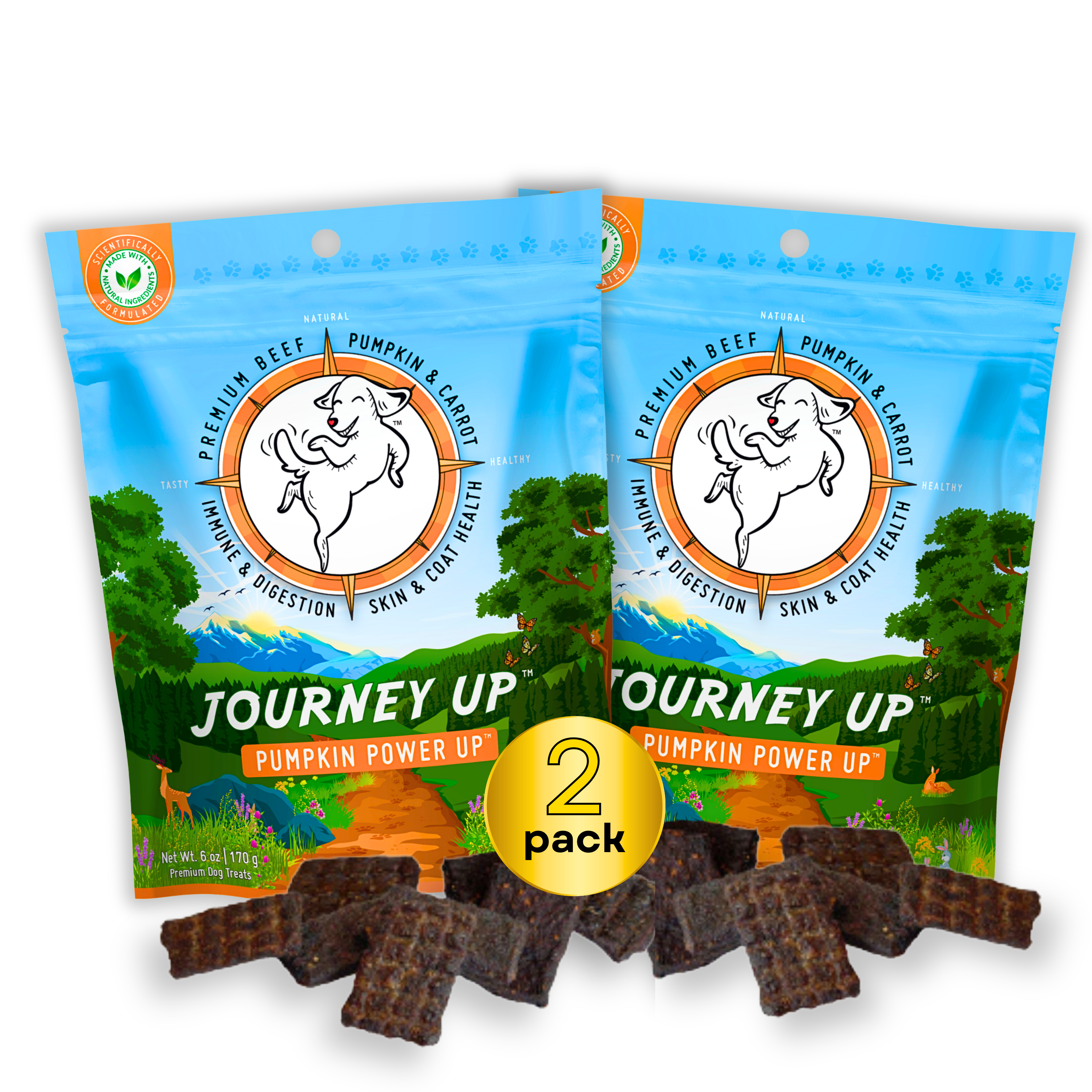 Journey Up Treats, Pumpkin Power Up: Beef, Pumpkin, Carrots, Prebiotics, Omega 3s & 6s (6 oz.)