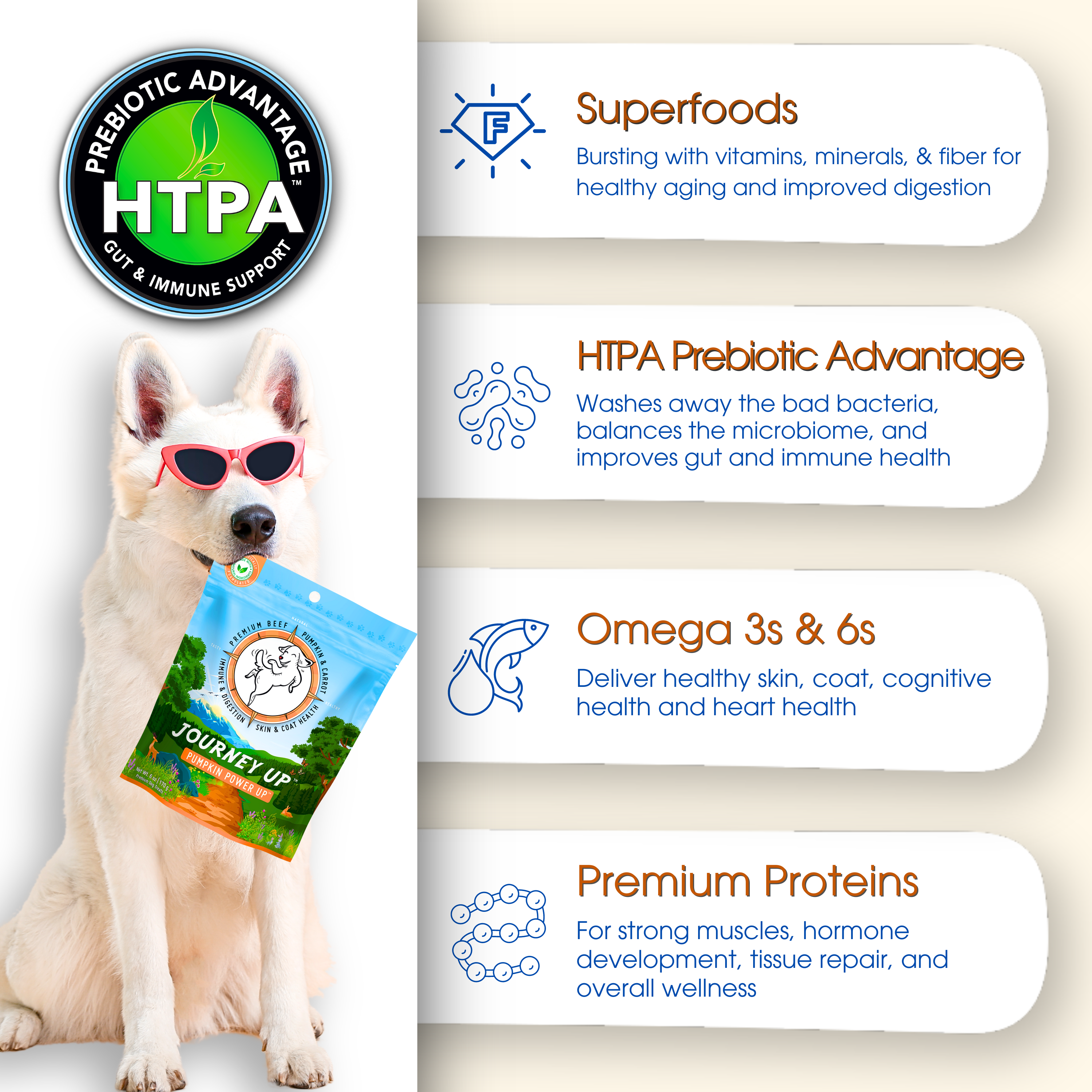 Journey Up Treats, Pumpkin Power Up: Beef, Pumpkin, Carrots, Prebiotics, Omega 3s & 6s (6 oz.)