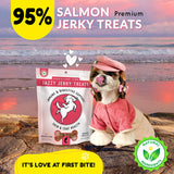 Load image into Gallery viewer, HappyTails Canine Wellness splash-a-licious premium salmon jazzy jerky treats 95 percent all american premium snacks treats toppers