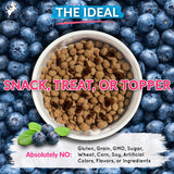 Cargar imagen en el visor de la galería, HappyTails Canine Wellness Journey Up! berry glow up premium dog treats chicken blueberries made in usa scientifically advanced nutrition for dogs all sizes life stages prebiotics antioxidants omega 3 and 6 for strong immune system digestive wellness healthy skin and coat