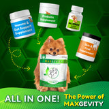Cargar imagen en el visor de la galería, HappyTails Canine Wellness maxgevity supplements for dogs 4 in one immune probiotic gut support skin coat